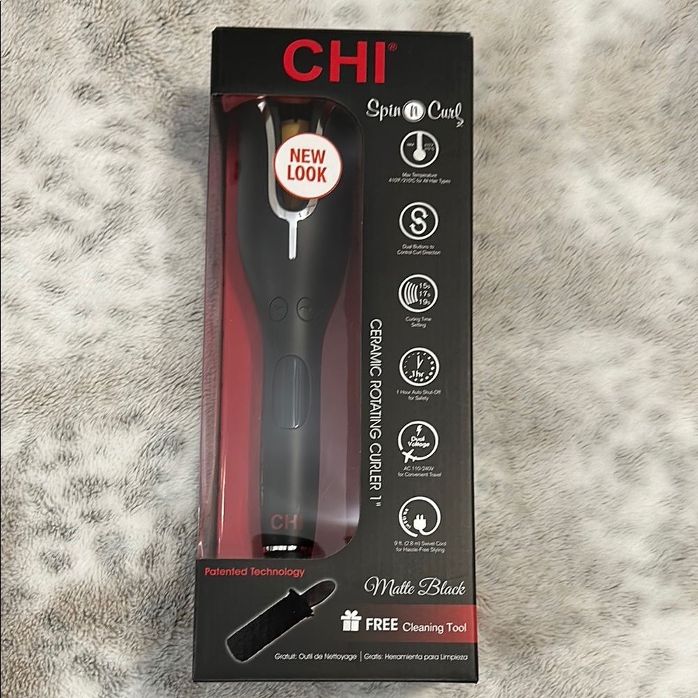 CHI Spin N Curl Ceramic Rotating Curler - Black